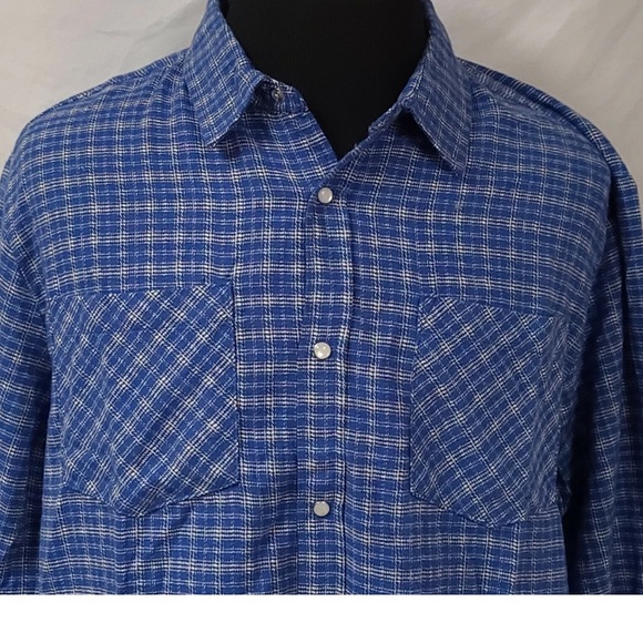 Haband Men's Blue Plaid Flannel Shirt Casual Joe Size XXL - Picture 2 of 5